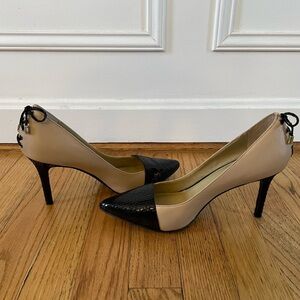 Sophisticated Black and Tan Stiletto Heels - NWOT